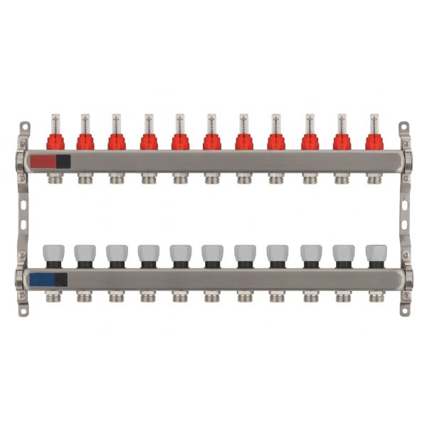 Колектор Standard 1" - 3/4" на 11 виходів в зборі для теплої підлоги