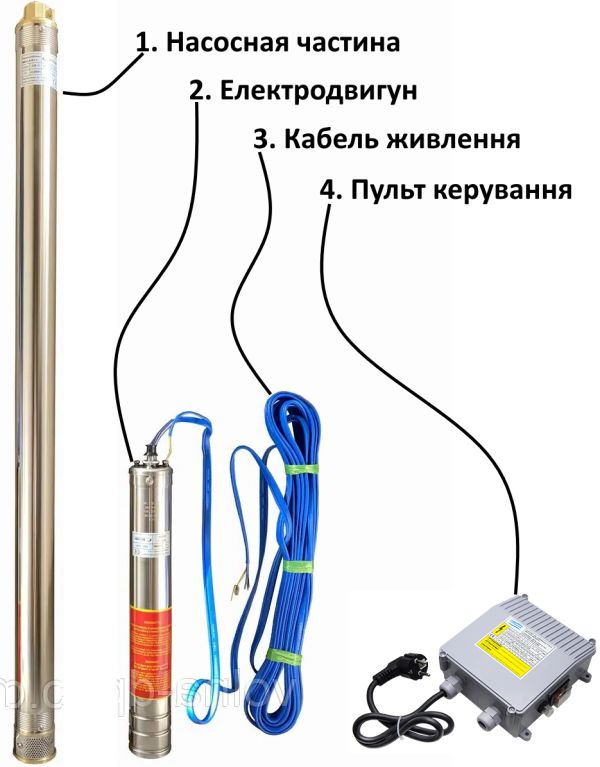 Насос свердловинний з підв, стійк, до піску OPTIMA  4SDm6/20 2,2 кВт 126м + пульт+кабель 15м