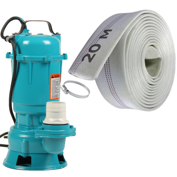 Дренажно-фекальний насос NEK WQD/P-233 AL з подрібнювачем, без поплавка + білий рукав 20 метрів