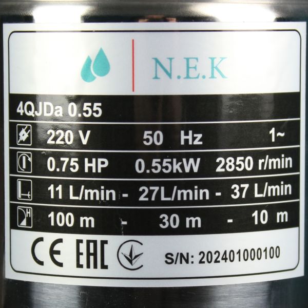 Шнековий насос NEK 4QJDa 0,55kW для свердловини