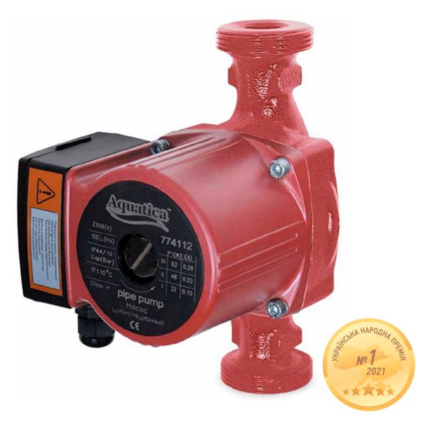 Насос циркуляційний 100Вт Hmax 6м Qmax 75л/хв 2" 180мм+гайки 1" AQUATICA (774134)