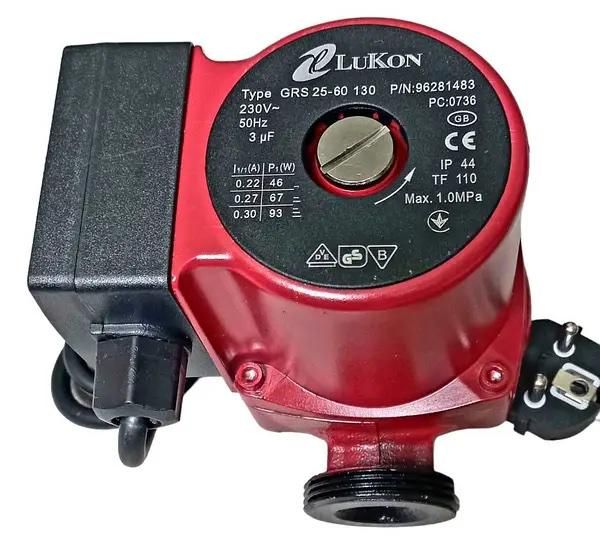 Циркуляційний насос для системи опалення Lukon GRS25/6-130 + гайки Ø25