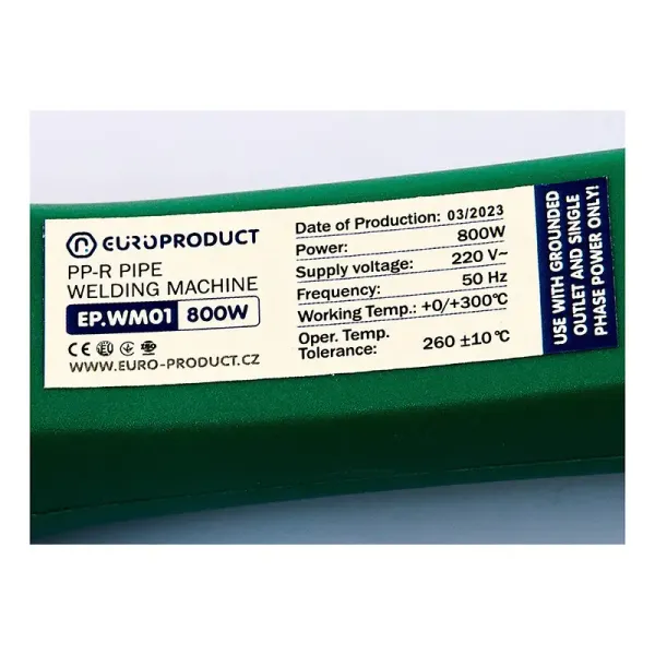Паяльник Europroduct EP.WM01 для PPR труб (плоскі насадки) 20/40mm