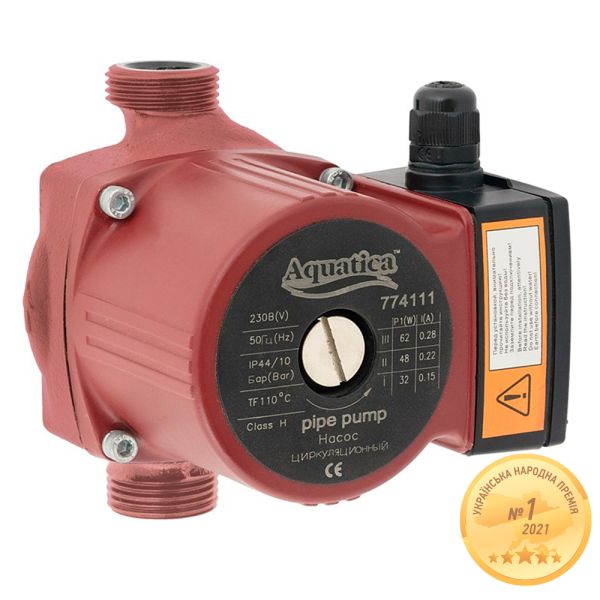 Насос циркуляційний 100Вт Hmax 6м Qmax 75л/хв 1" 180мм+гайки 1" AQUATICA (774132)