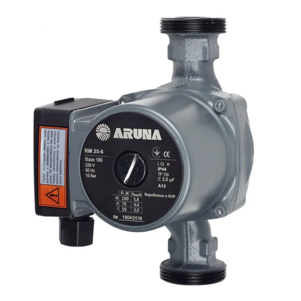 Циркуляційний насос для системи опалення Aruna RM 25-6-130 + гайки Ø25