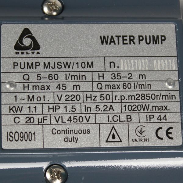 Відцентровий насос Delta MJSW/10M, 1.1 кВт
