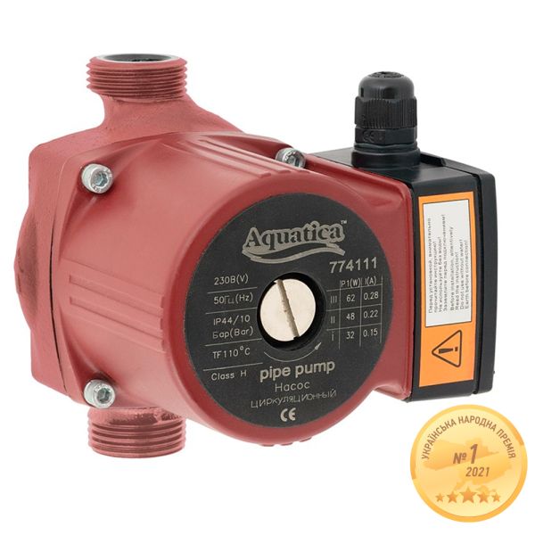 Насос циркуляційний 130Вт Hmax 7м Qmax 87л/хв 2" 180мм + гайки 1" AQUATICA (774140)