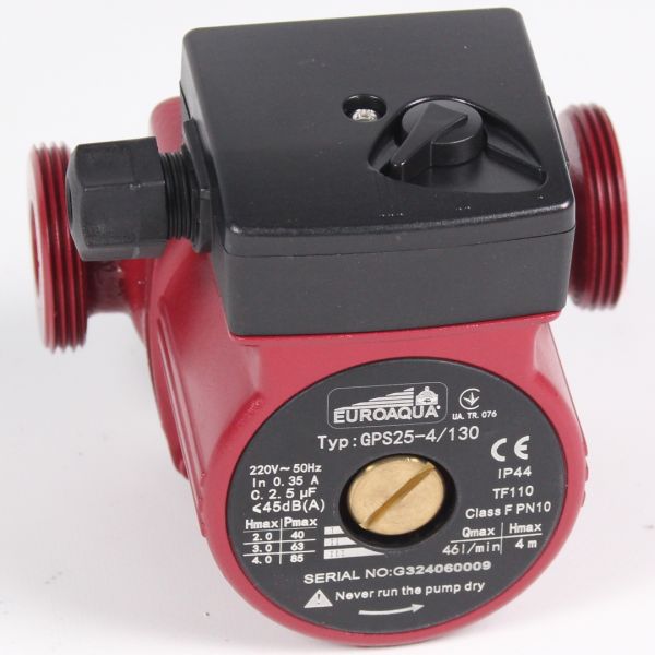 Циркуляційний насос Euroaqua GPS 25-4/130 з гайками для системи опалення