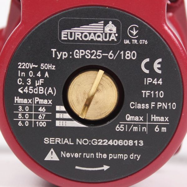 Циркуляційний насос Euroaqua GPS 25-6/180 з гайками для системи опалення