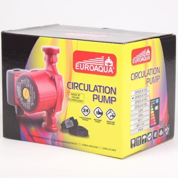 Циркуляційний насос Euroaqua GPS 25-6/180 з гайками для системи опалення