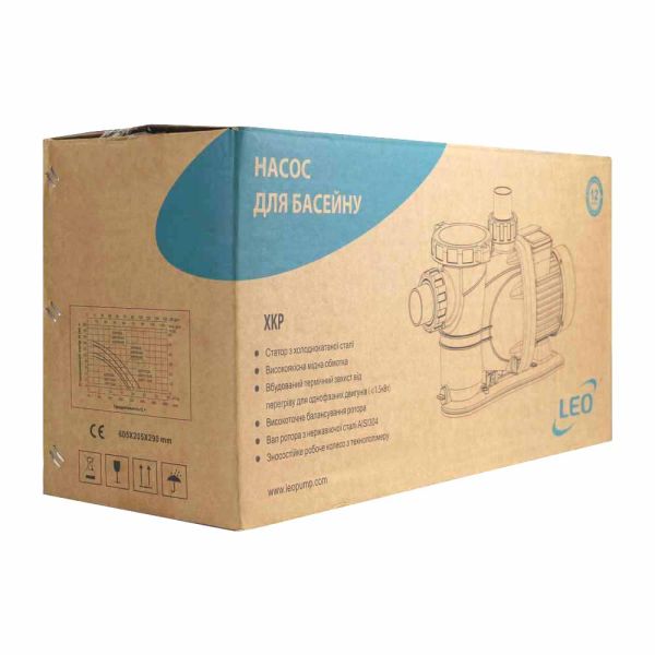 Насос для басейну 0.55кВт Hmax 10м Qmax 300л/хв LEO XKP554 (772221)