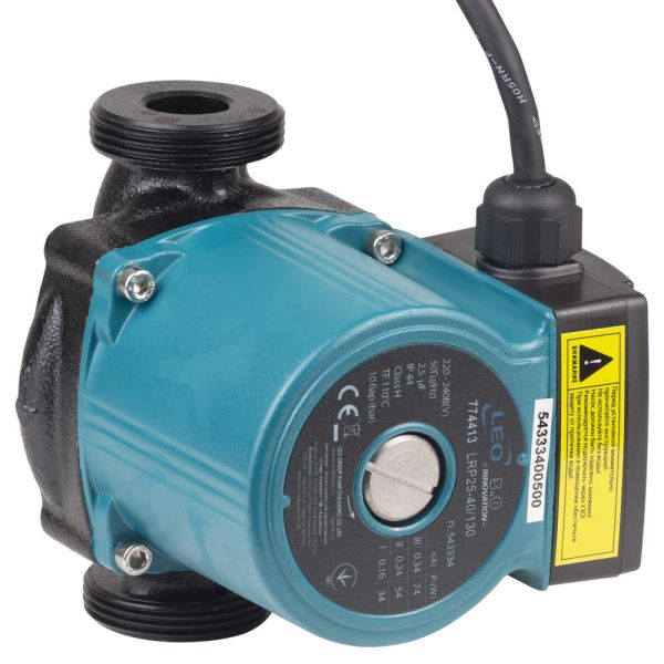 Насос циркуляційний 74Вт Hmax 4м Qmax 52л/хв 1" 130мм+гайки 1" LEO 3.0 LRP25-40/130 (774413)
