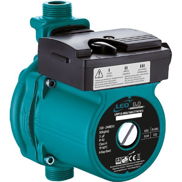 Насос для підвищення тиску 123Вт Hmax 9м Qmax 25л/хв " 160мм+гайки " LEO 3.0 LRP15-90A/160 (774741)