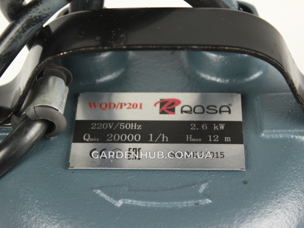 Дренажно-фекальный насос Rosa WQD/P-201 - 2,6 kW с ножом, поплавком и синим рукавом 50 м