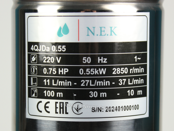 Насос шнековий NEK 4QJDa 0,55kW для свердловини, криниці