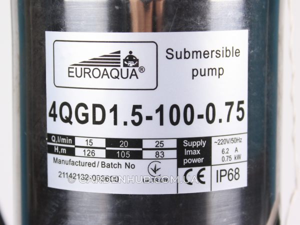 Насос шнековый EUROAQUA 4 QGD 1,5-100-0,75kW для скважины