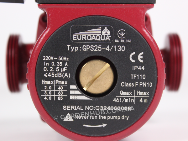 Насос циркуляційний EUROAQUA GPS 25-4/130 з гайками для системи опалення