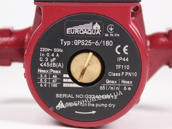 Насос циркуляційний EUROAQUA GPS 25-6/180 з гайками для системи опалення