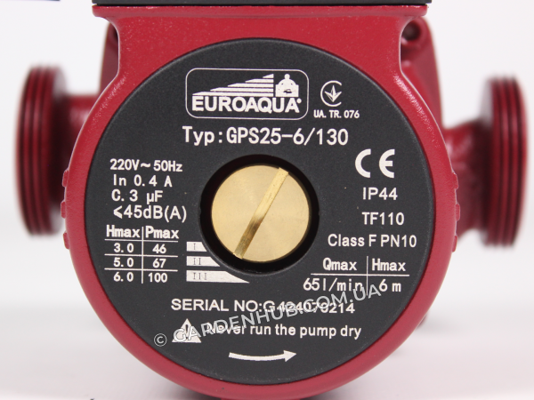 Насос циркуляційний EUROAQUA GPS 25-6/130 з гайками для системи опалення