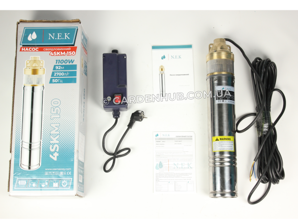 Насос вихревой NEK 4SKM 150-1,1kW с пультом для скважины, колодца