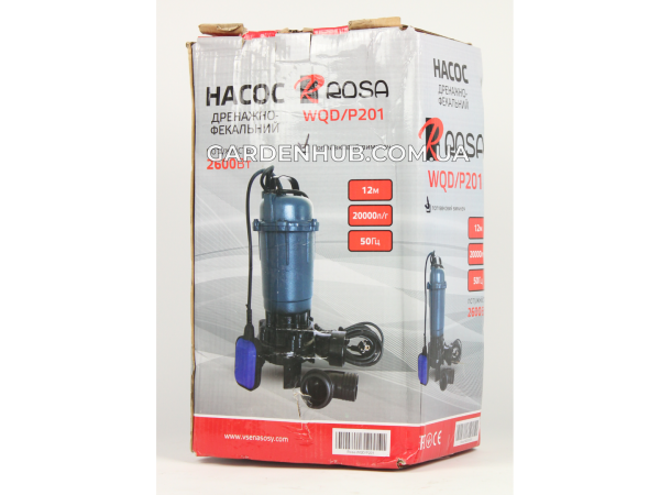 Дренажно-фекальный насос Rosa WQD/P-201 - 2,6 kW с ножом, поплавком и синим рукавом 50 м