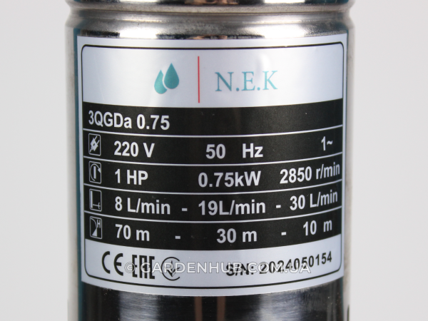 Шнековий насос NEK 3QJDa 0,75kW для свердловини, криниці