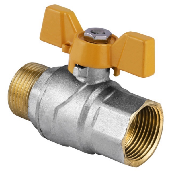 Кульовий кран Gross DN15 1/2" В-З, жовтий, для газу, метелик