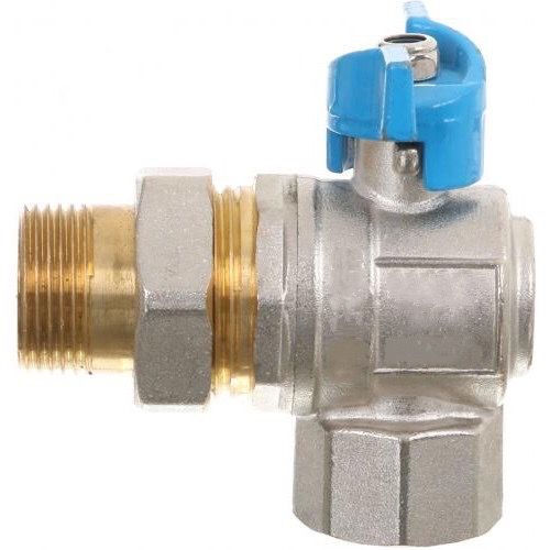 Кульовий кран, кутовий Gross Optimal DN15 1/2" В-З, американка, синій, для води, ручка