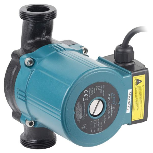 Насос циркуляційний 200Вт Hmax 8м Qmax 120л/хв 1" 180мм+гайки 1" LEO 3.0 LRP25-80/180 (774451)