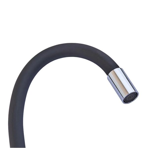 Змішувач для кухні MIXXUS SUS-011 CHROME REFL BLACK з силіконовим виливом з нерж. сталі SUS304 (MI6223)