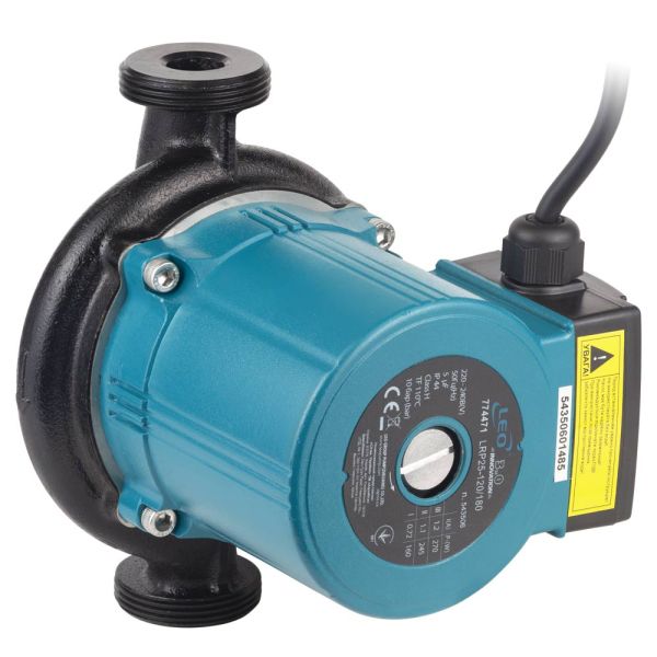 Насос циркуляційний 270Вт Hmax 12м Qmax 65л/хв 1" 180мм+гайки 1" LEO 3.0 LRP25-120/180 (774471)