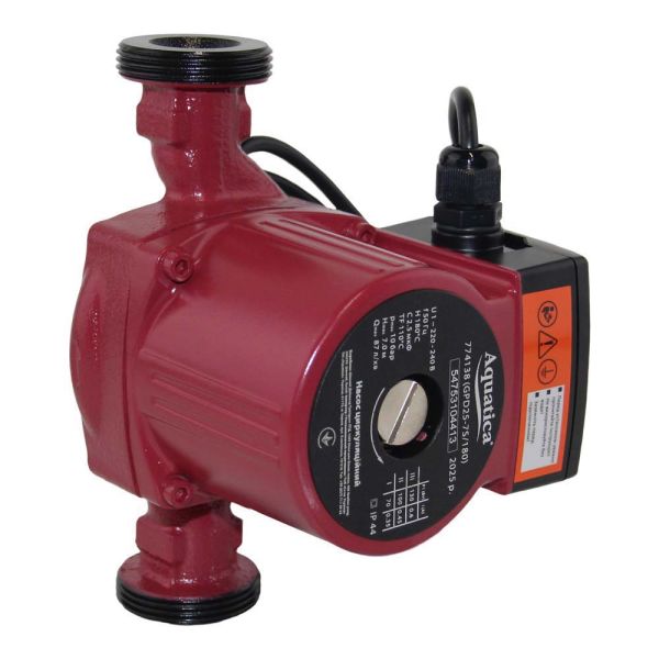 Насос циркуляційний 130Вт Hmax 7м Qmax 87л/хв 1" 180мм+гайки 1" AQUATICA (774138)