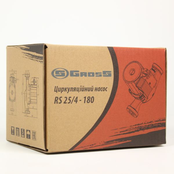 Циркуляційний насос GROSS WRS25/4-180 + гайки Ø25 для системи опалення