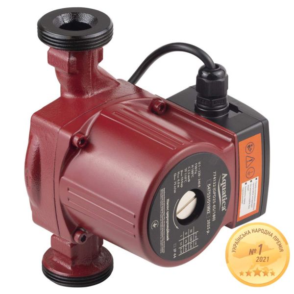 Насос циркуляційний 100Вт Hmax 6м Qmax 75л/хв 1" 180мм+гайки 1" AQUATICA (774132)