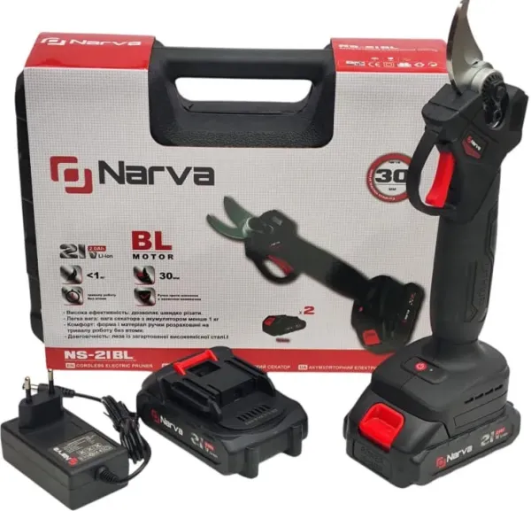 Секатор акумуляторний Narva NS-21-30 BL (2 акум. + кейс)