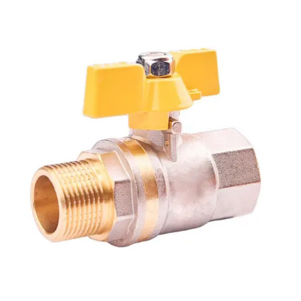 Кульовий кран Valve 15 1/2" В-З, жовтий, для води, метелик