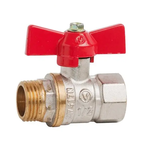 Кульовий кран Valve 15 1/2" В-З, червоний, для води, метелик