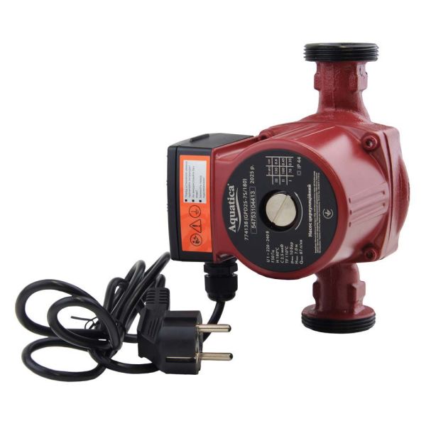 Насос циркуляційний 130Вт Hmax 7м Qmax 87л/хв 1" 180мм+гайки 1" AQUATICA (774138)